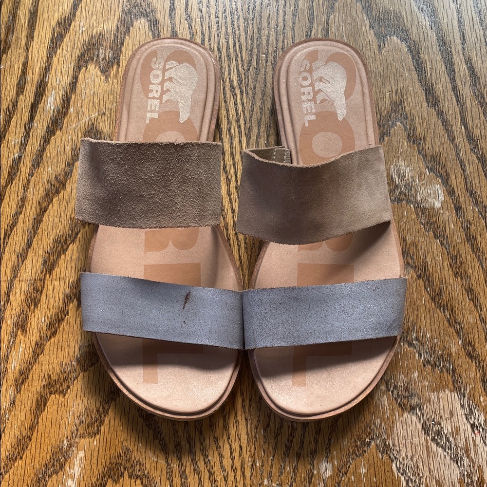 Sorel Women's Brown and Gray Slide Sandals